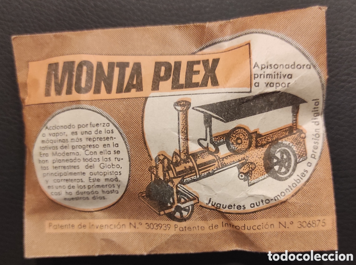 Figuras de Goma y PVC: SOBRE PEQUE&Ntilde;O MONTA-PLEX APISONADORA PRIMITIVA A VAPOR