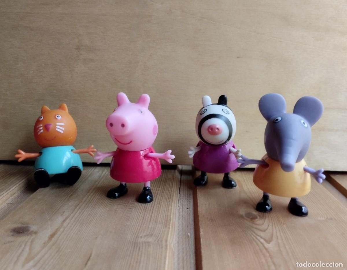Figuras de Goma y PVC: Lote de figuras de Peppa Pig y amigos cebra Zoe, elefante Emily y gata Candy. ABD.