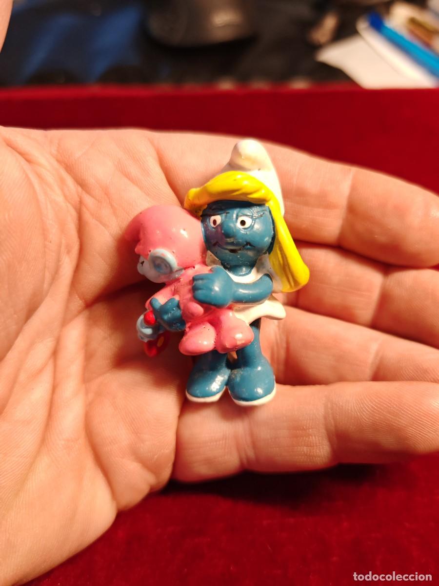 Figuras de Goma y PVC: Pitufina con bebe figura PVC Los pitufos peyo schleich w. Germany 1983
