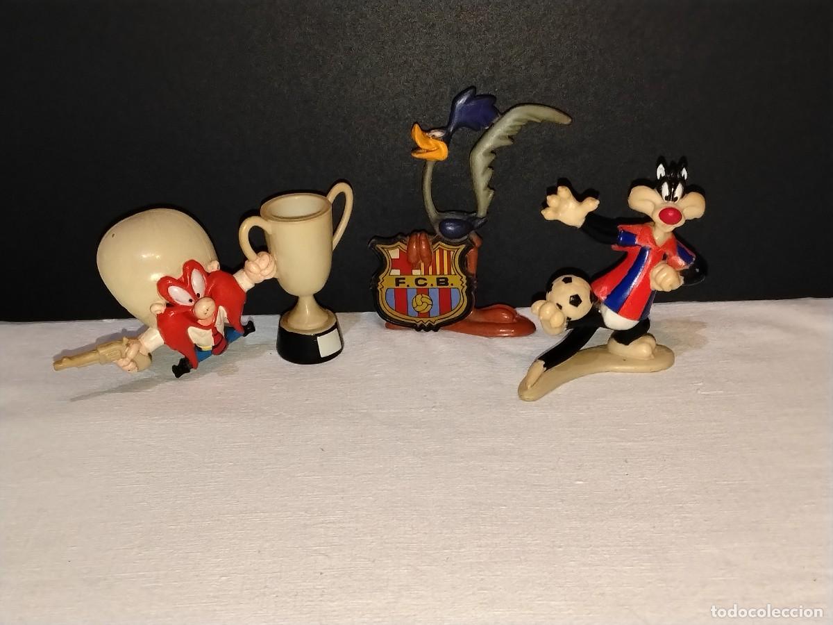 Figuras de Goma y PVC: JUEGO DE 3 FIGURAS DE FC BARCELONA WARNER BROS 96(CORRECAMINOS/SAM BIGOTES/SILVESTRE)