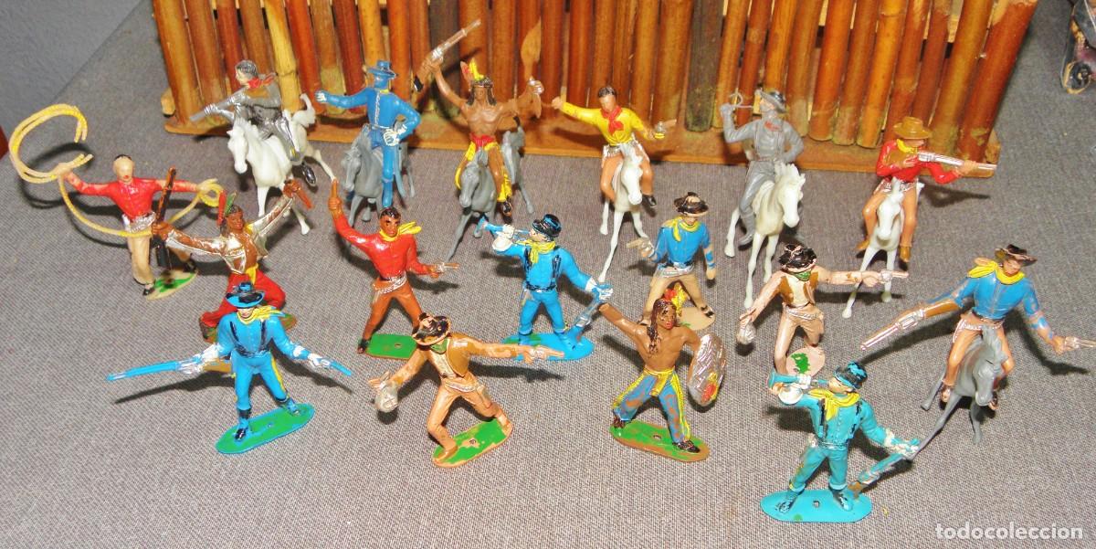 Figuras de Goma y PVC: Lote figuras del oeste comansi a&ntilde;os 80 buen estado