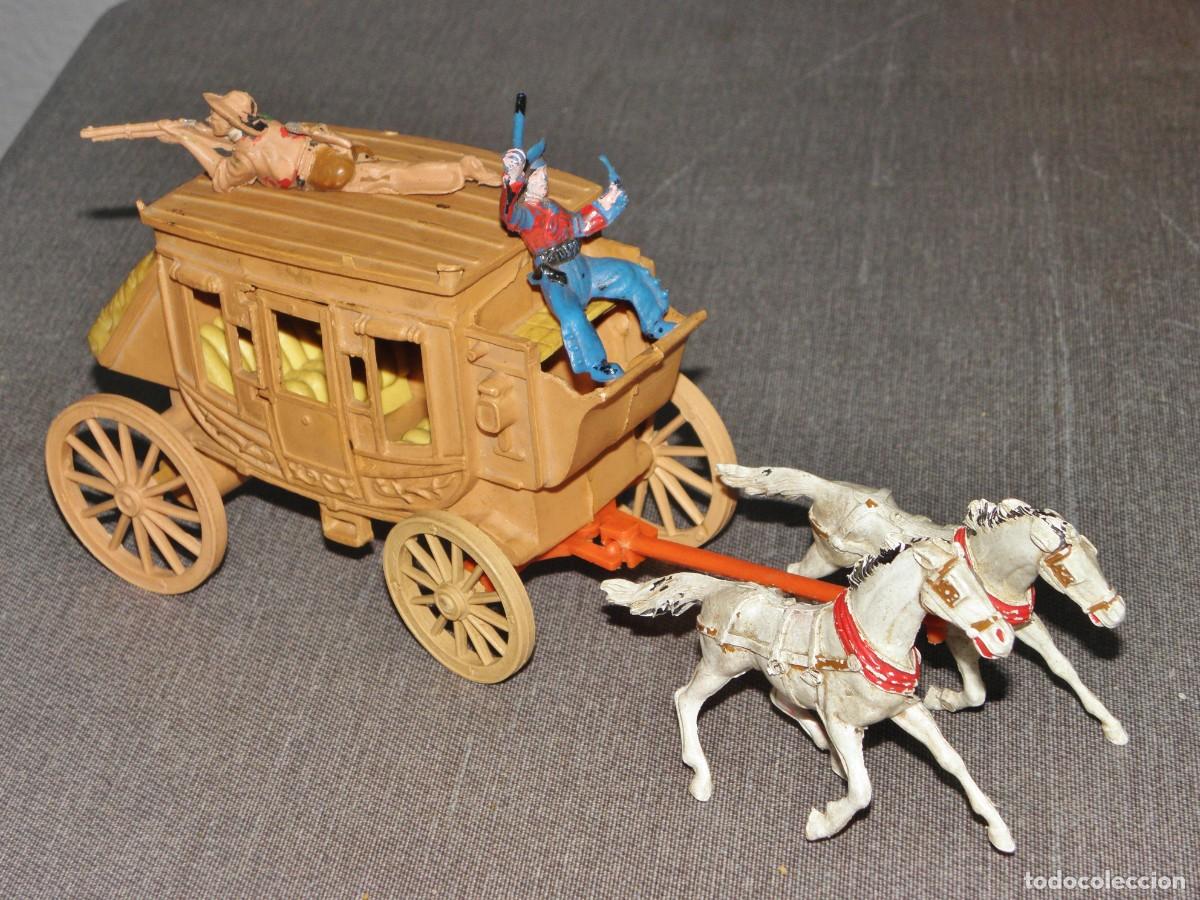 Figuras de Goma y PVC: Diligencia oeste pl&aacute;stico a&ntilde;os 60/70 jecsan con figura reamsa y sotorres