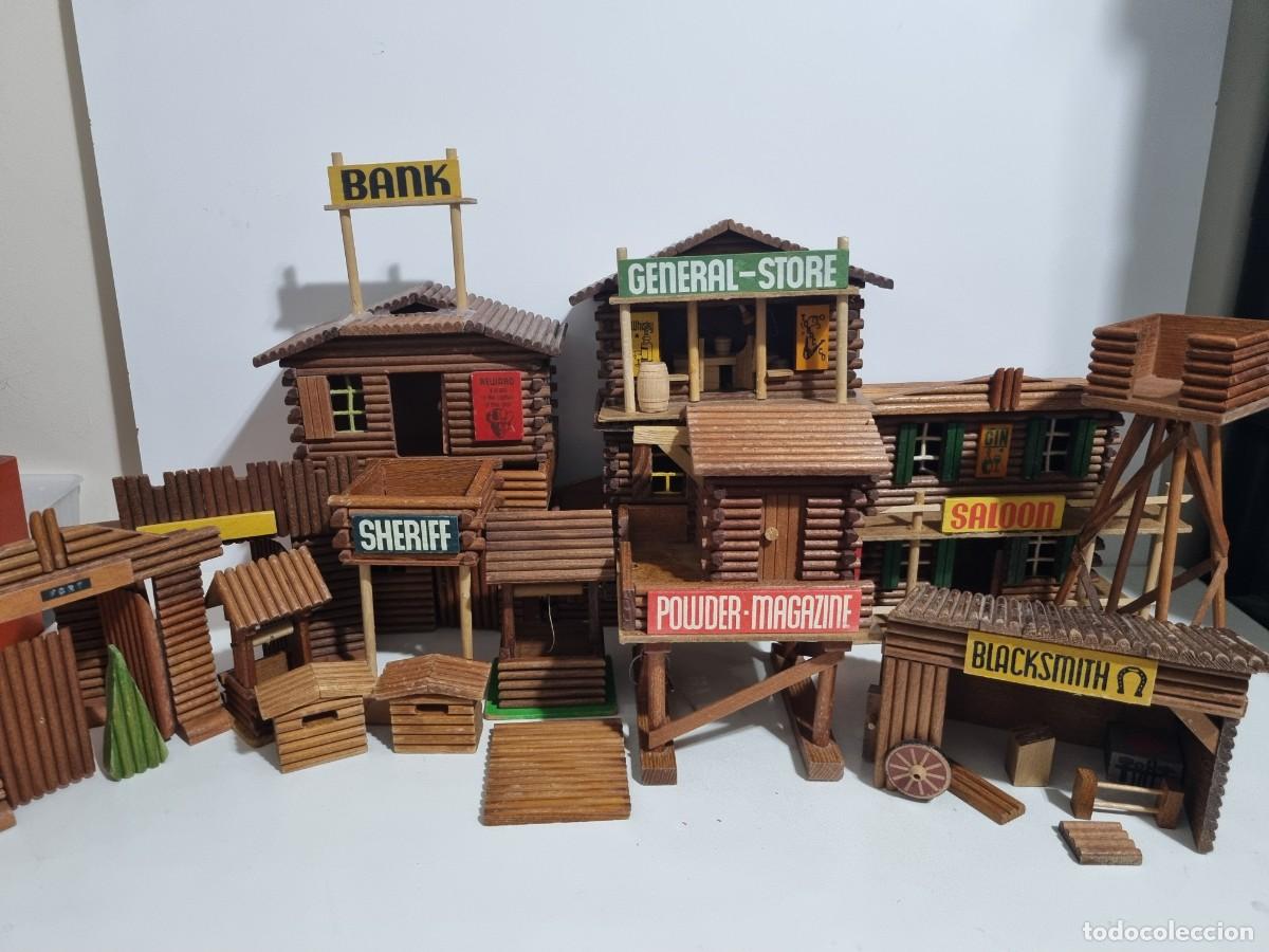 Figuras de Goma y PVC: Oehma Sohne 1/32 Fuerte Poblado Pueblo Oeste Western Fort Madera RDA Alemania Este