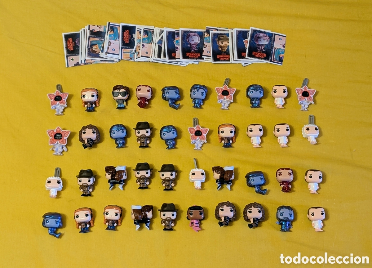 Figuras de Goma Kinder: Lote figuras mu&ntilde;ecos Kinder Joy Stranger Things Funko Pop