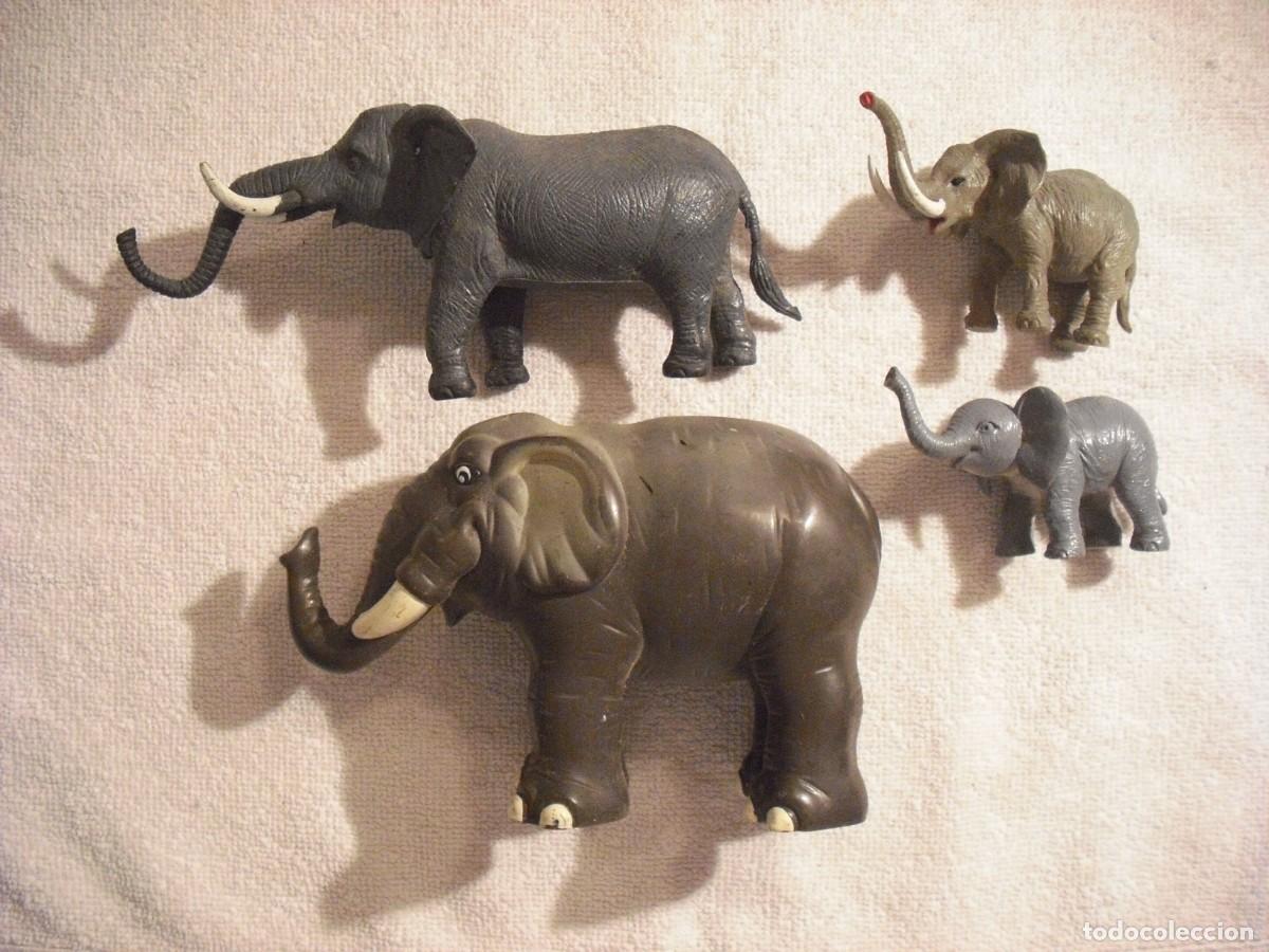 Figurines en Caoutchouc et PVC: LOTE DE 4 ELEFANTES DE DIFERENTES TAMA&Ntilde;OS. PVC