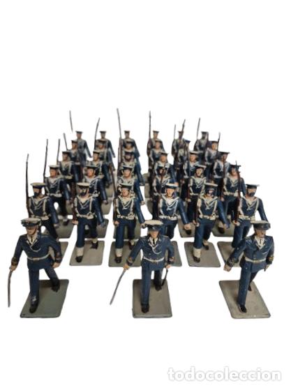 Figuras de Goma y PVC: Figuras Reamsa, Originales - Desfile de Infanter&iacute;a de la Marina Espa&ntilde;ola, 33 Soldados - A&ntilde;os 60