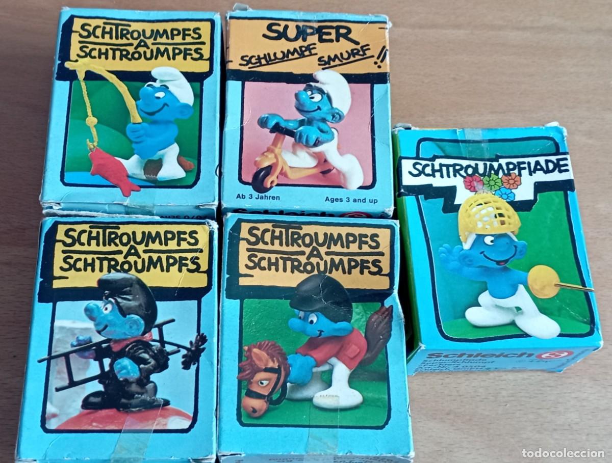 Gummi- und PVC-Figuren Schleich: Lote 5 Pitufos en su caja .