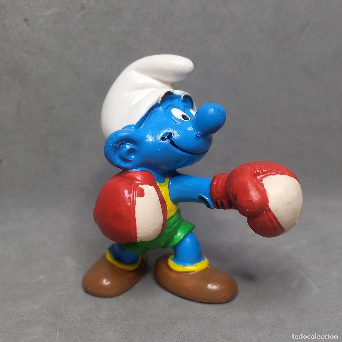 Gummi- und PVC-Figuren Schleich: Antigua figura del Pitufo Boxeador fabricado por Schleich en Alemania Occidental a&ntilde;o 1980