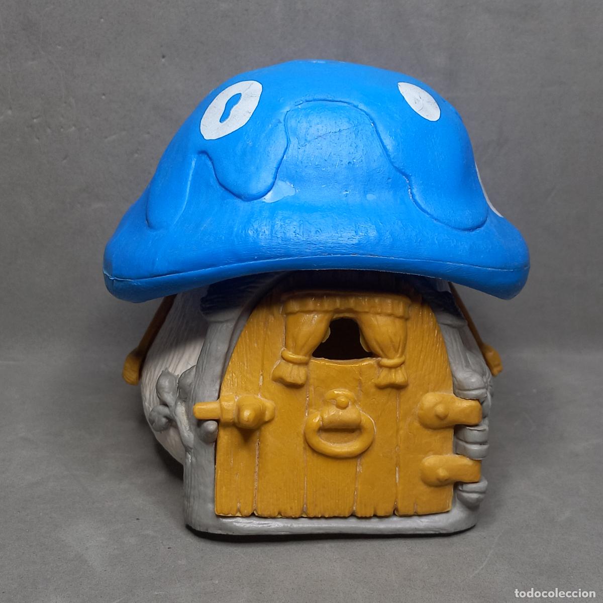 Gummi- und PVC-Figuren Schleich: Casita (seta) de los Pitufos, fabricada por Schleich en Alemania Occidental, a&ntilde;o 1984