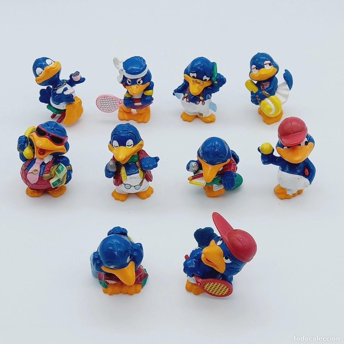 Figuras de Goma Kinder: Lote 10 Mini mu&ntilde;ecos cuervos pajaros huevo Kinder minifigures VINTAGE 90s originales