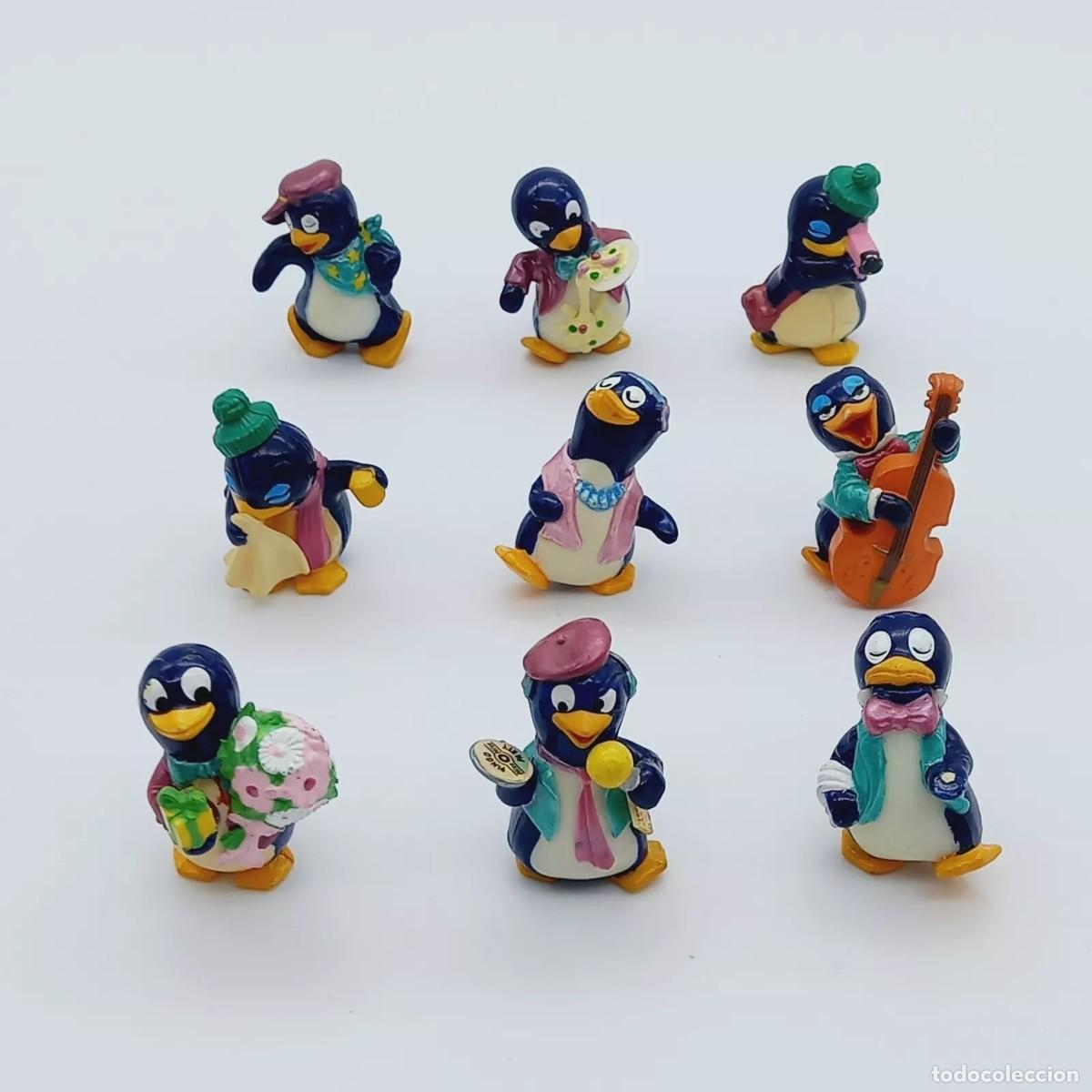 Figuras de Goma Kinder: Lote 9 Mini mu&ntilde;ecos ping&uuml;inos Ferrero huevo Kinder minifigures VINTAGE 90s originales