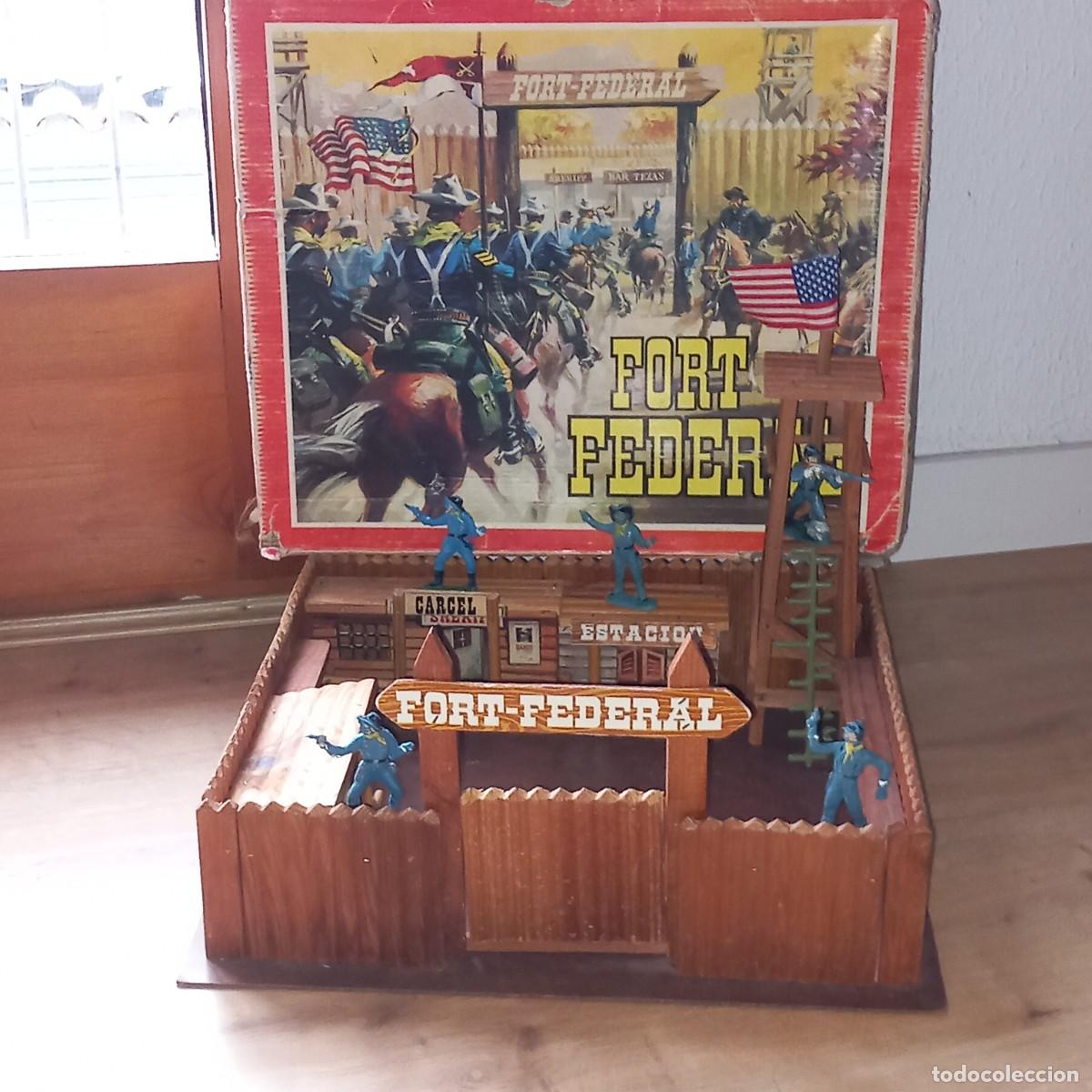 Figuras de Goma y PVC: COMANSI FORT FEDERAL EN CAJA REF 119 TODO EN MADERA SOLDADOS FUERTE OESTE A&Ntilde;OS 60/70 RTOY