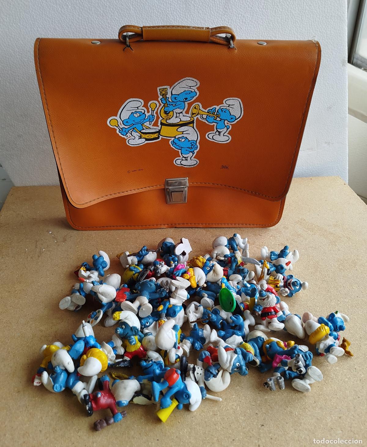 Rubber and PVC Figures: LOTE 50 FIGURA PVC PITUFOS PEYO SMURFS + MOCHILA PITUFO SAFTA MADE IN SPAIN