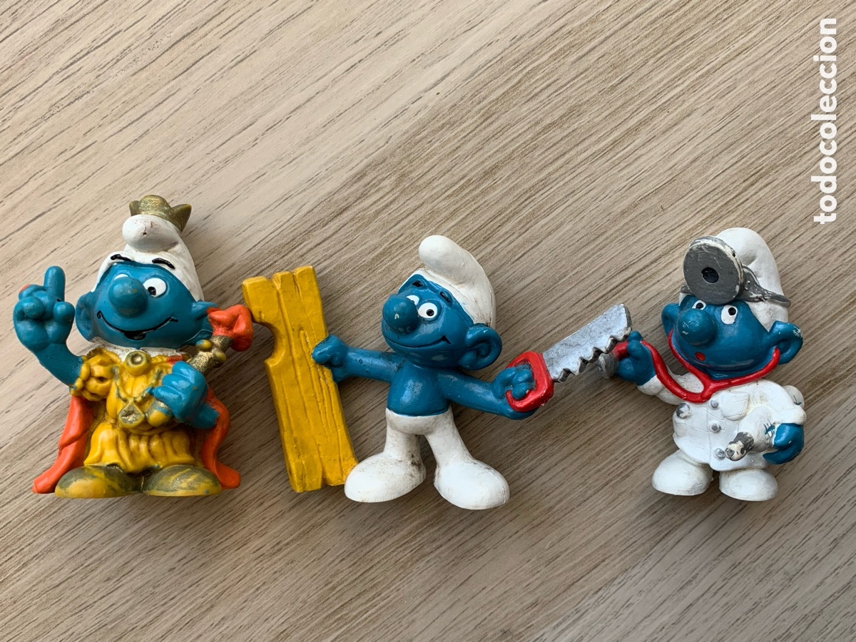 Figurines en Caoutchouc et PVC: &bull;Lote x3 Pitufos Peyo Bully Germany Schleich