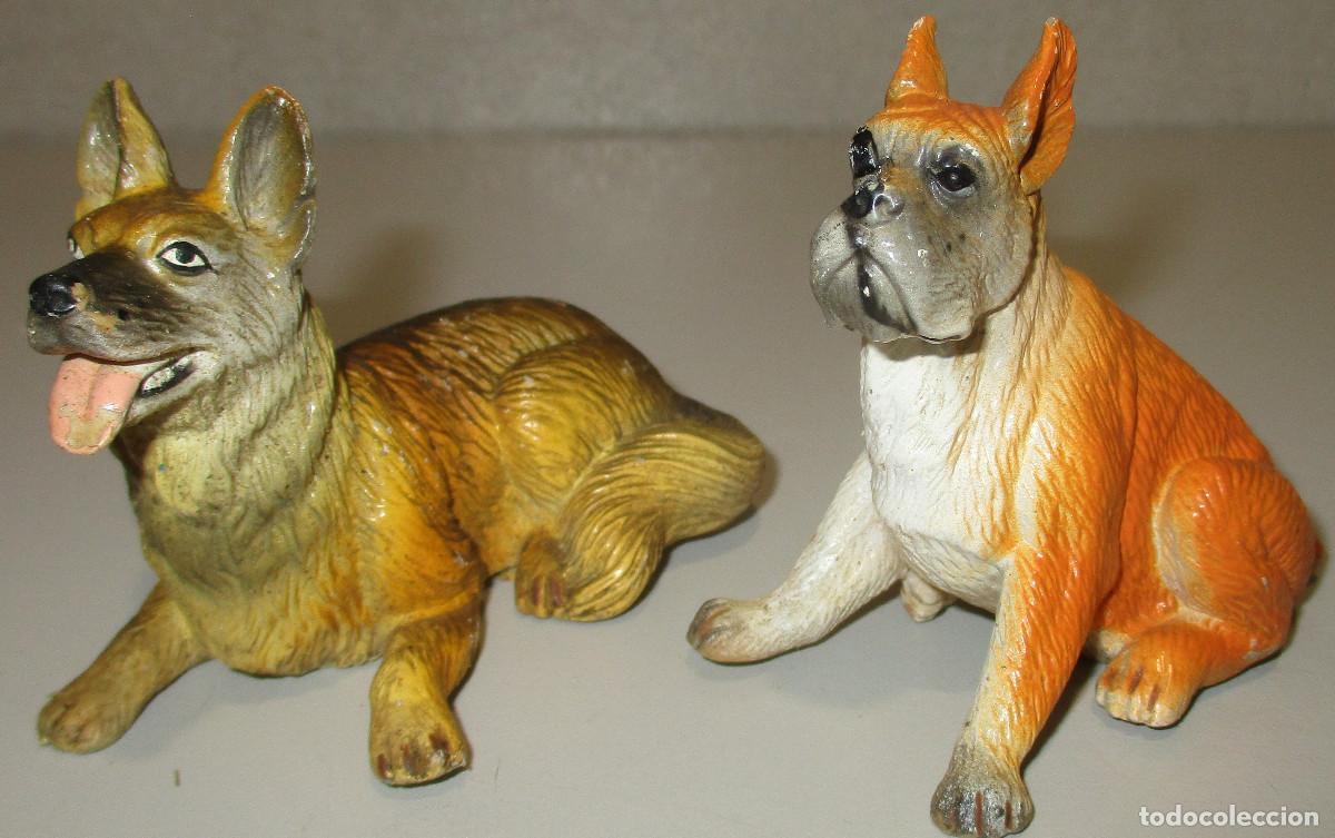 Figuras de Goma y PVC: 2 figuras de goma, perros, NEW RAY NOVELTY 1988