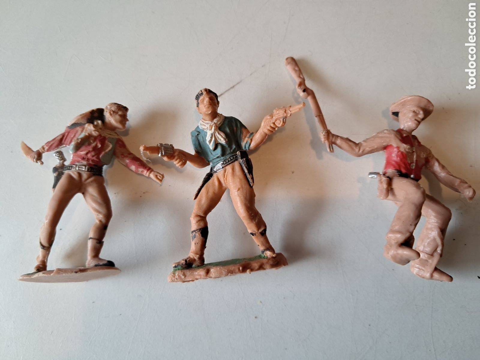 Figuras de Goma y PVC: 3 VAQUEROS &iquest;REAMSA? LEJANO OESTE.