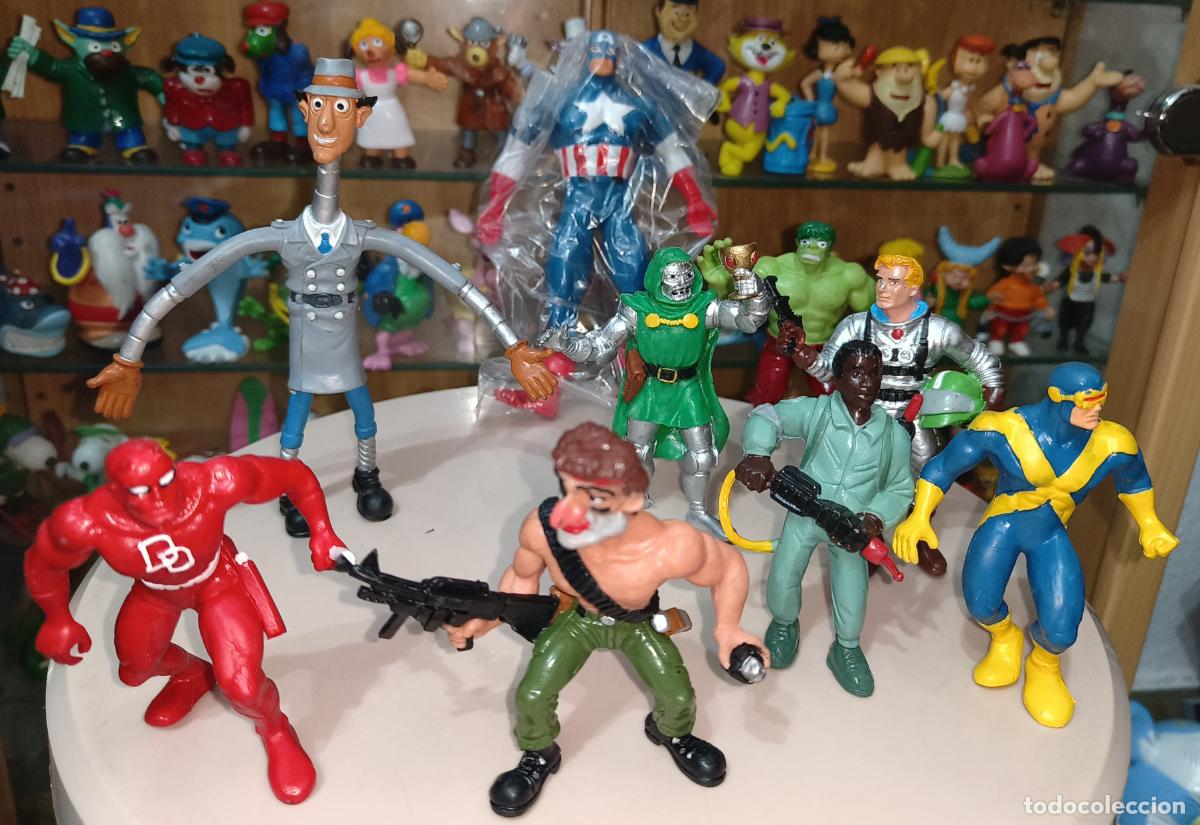 Figuras de Goma y PVC: Ocasion ! lote 9 Figuras goma pvc a&ntilde;os 80 comics spain sin uso Super Heroes Marvel y mas