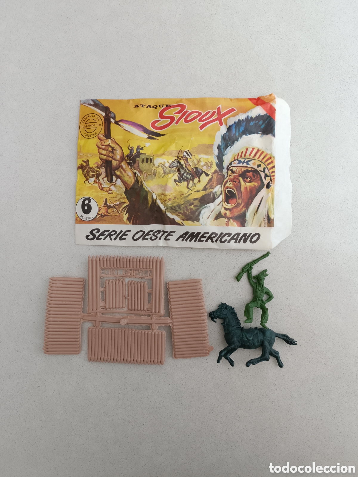 Figuras de Goma y PVC: Montaplex - ATAQUE SIOUX - SERIE OESTE AMERICANO - SOBRE ABIERTO Y CONTENIDO