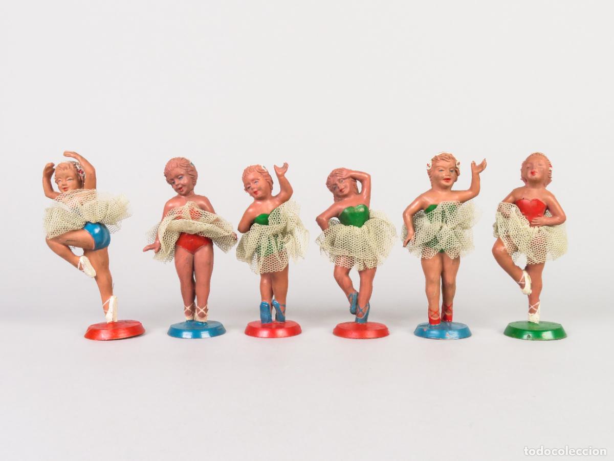 Figuras de Goma y PVC: 6 bailarinas ballet Lafredo en goma a&ntilde;os 50