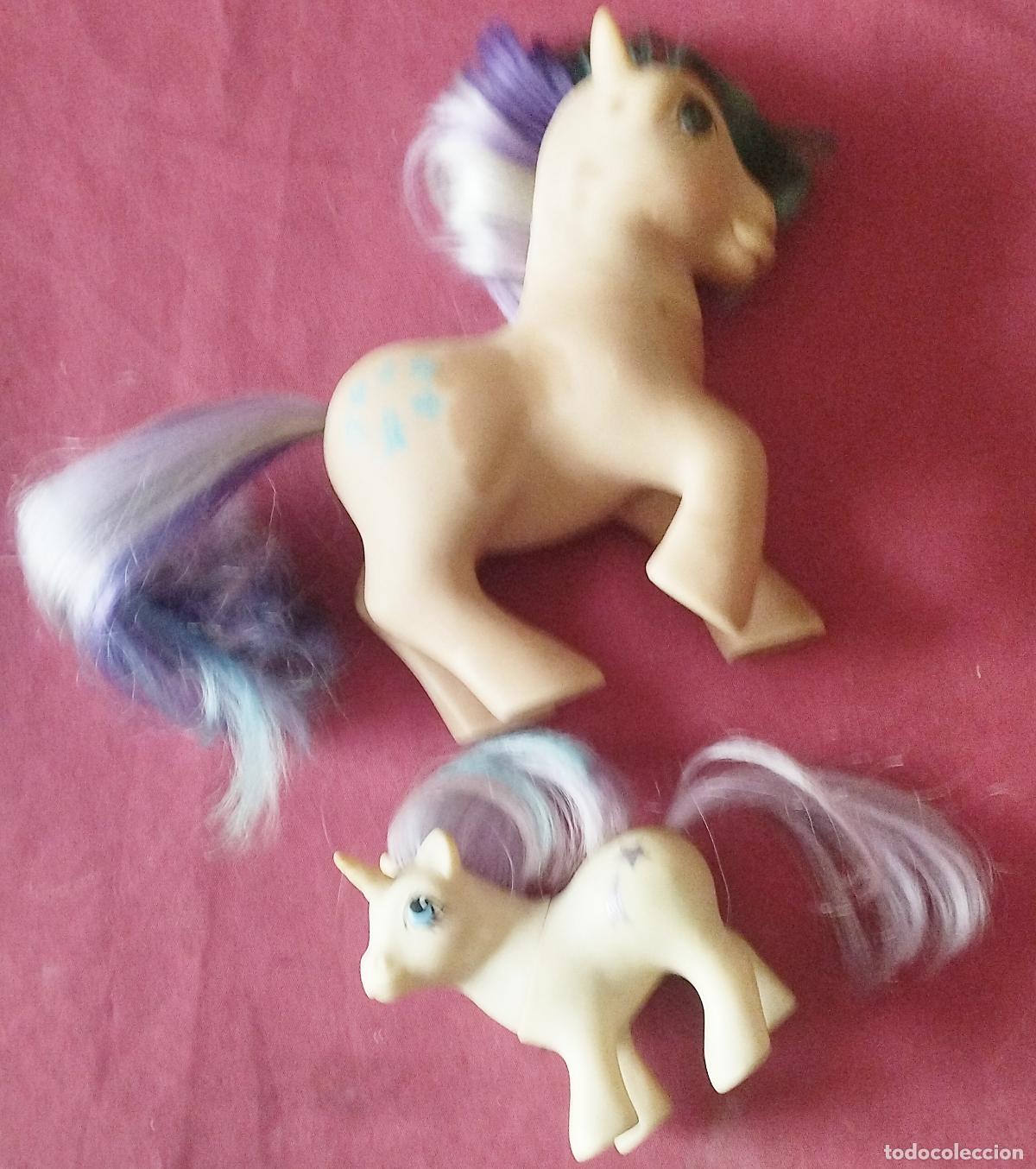 Figuras de Goma y PVC: 2 LITTLE PONY - PEQUE&Ntilde;O PONY HASBRO 85 OJOS DIAMANTE Y UNICORNIO HABRO 1984
