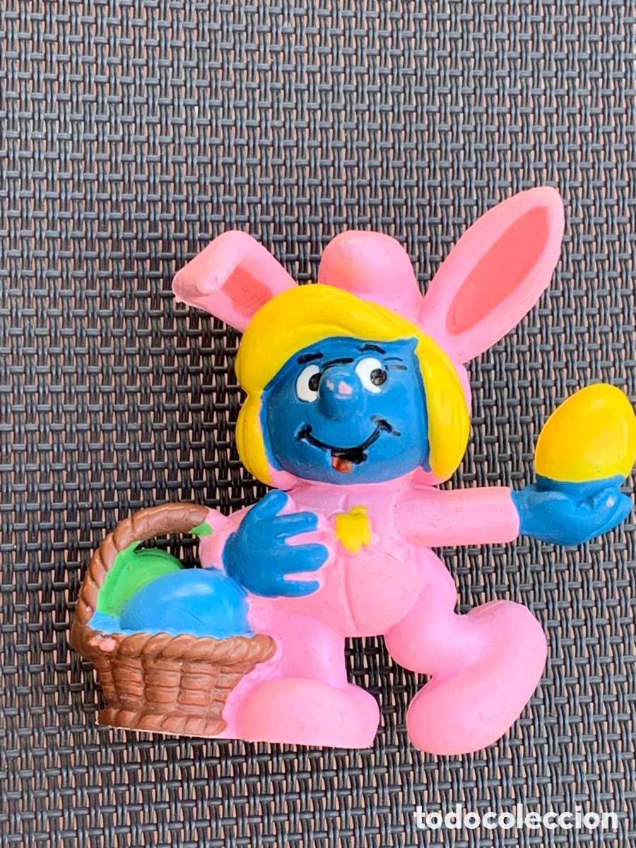 Figurines en Caoutchouc et PVC: &bull;PITUFINA DISFRAZ CONEJA DE PASCUA + CESTA DE HUEVOS MADE IN PORTUGAL PEYO SCHLEICH