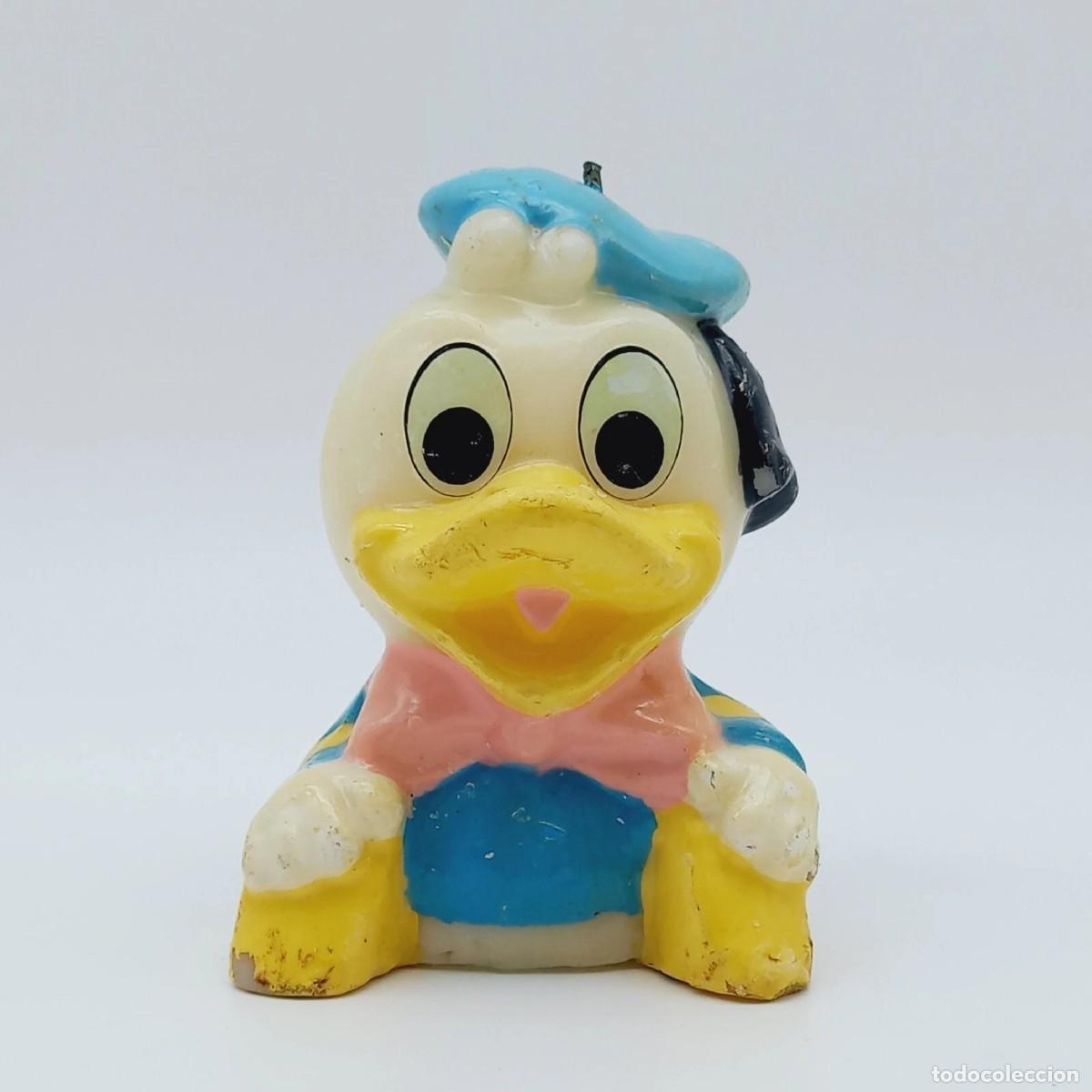 Figuras de Goma y PVC: Vela de cumplea&ntilde;os usada de pato Donald Duck Disney official product Spain vintage 90s marca VIVES