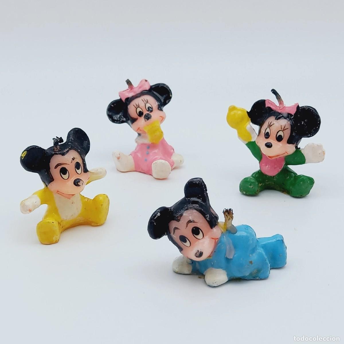 Figuras de Goma y PVC: lote 4 Velas de cumplea&ntilde;os usadas DIsney Figures Birthday Disney baby mickey minnie bebe vintage
