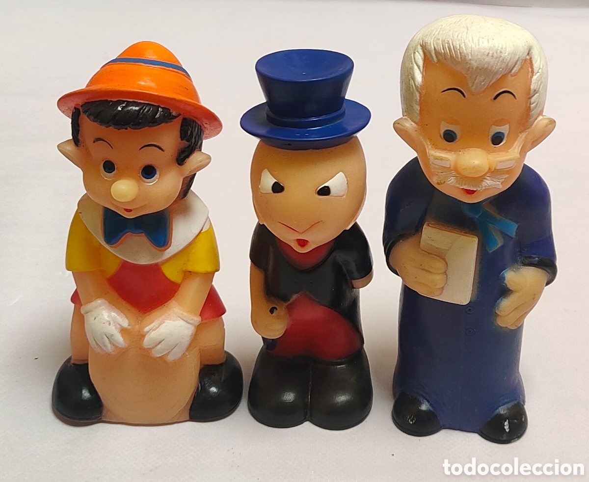 Figuras de Goma y PVC: Pinocho Geppetto Y Pepito Grillo Figura Chifle Goma Blanda Bootleg