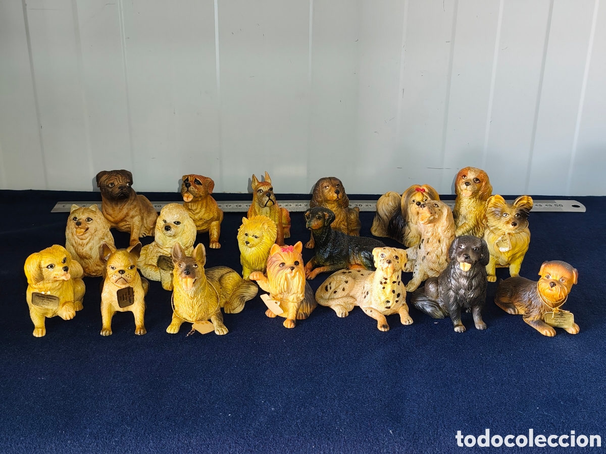 Figuras de Goma y PVC: Lote 19 Figuras de Perros de Colecci&oacute;n - New-Bay Novelty (1988) - Razas de Perro Vintage