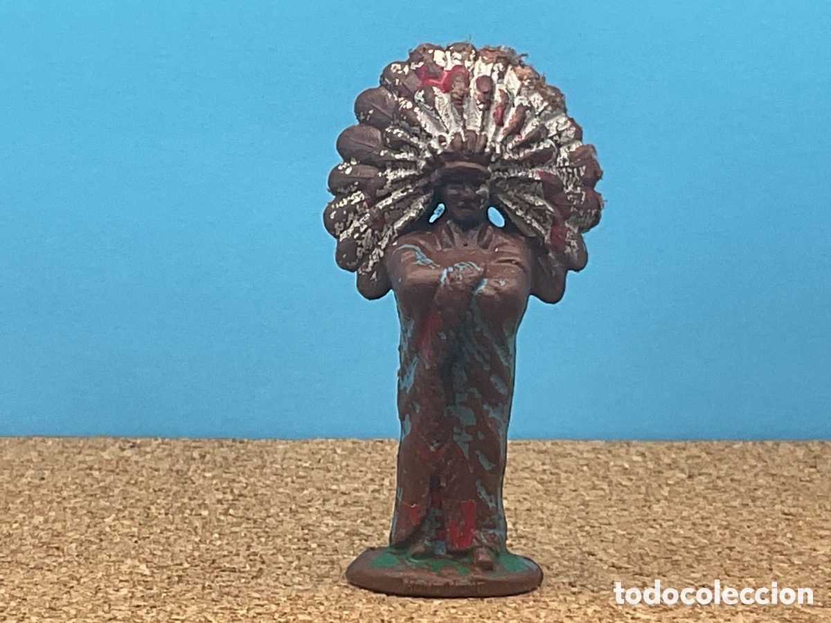Figuras de Goma y PVC: ANTIGUA FIGURA EN PL&Aacute;STICO. JEFE INDIO. SIN MARCA. 60 MM.