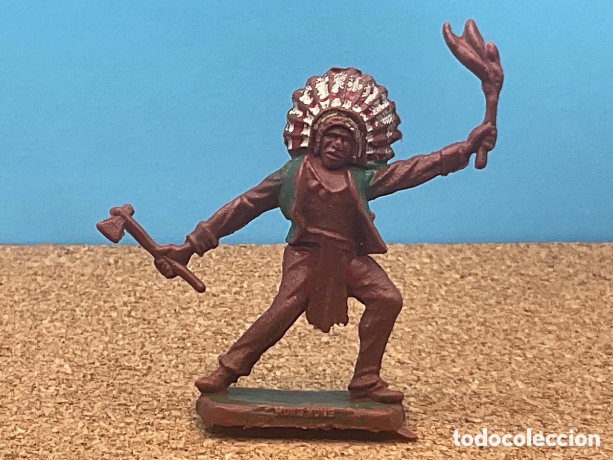 Figuras de Goma y PVC: ANTIGUA FIGURA EN PL&Aacute;STICO. GUERRERO INDIO. MADE IN HONG KONG.