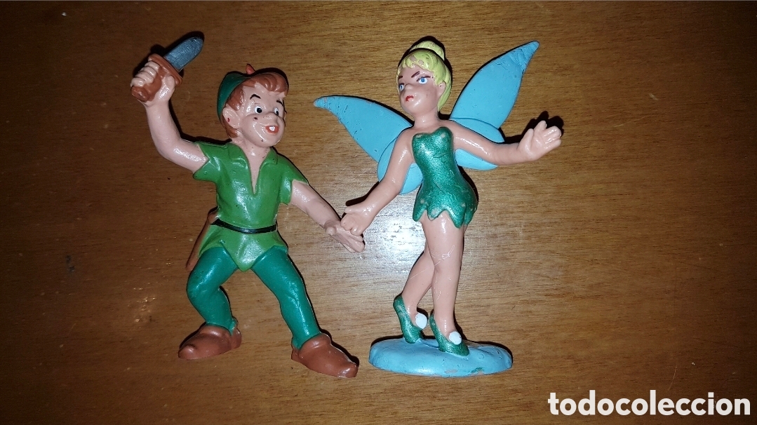 Figuras de Goma y PVC: Lote figuras pvc goma Peter Pan y Campanilla Disney Bullyland pintadas a mano mu&ntilde;ecos dibujos