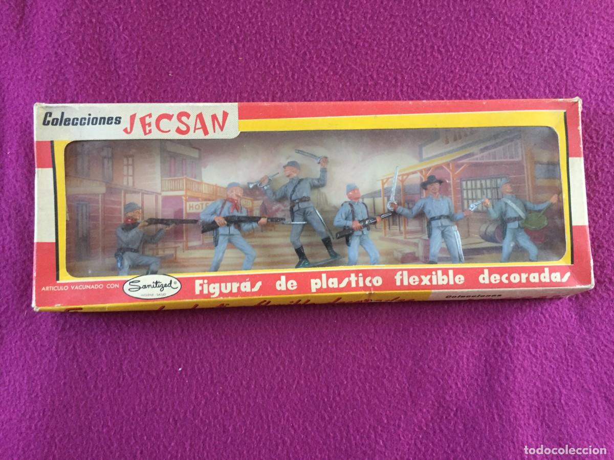 Figuras de Goma y PVC: JECSAN : CAJA COMPLETA DE SOLDADOS CONFEDERADOS -6 FIGURAS DE CONFEDERADOS EN PLASTICO FLEXIBLE 1963