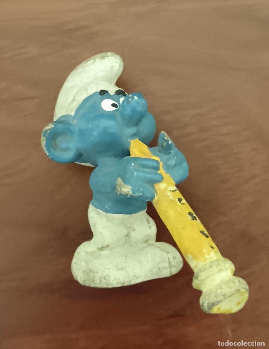 Figuras de Goma y PVC: FIGURA PITUFO TOCANDO LA FLAUTA A&Ntilde;OS 80 5 CM. ALTURA