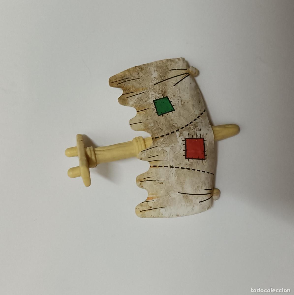 Figuras de Goma Kinder: bandera mastil miniatura de barca o balsa naufrago kinder montable a&ntilde;os 90