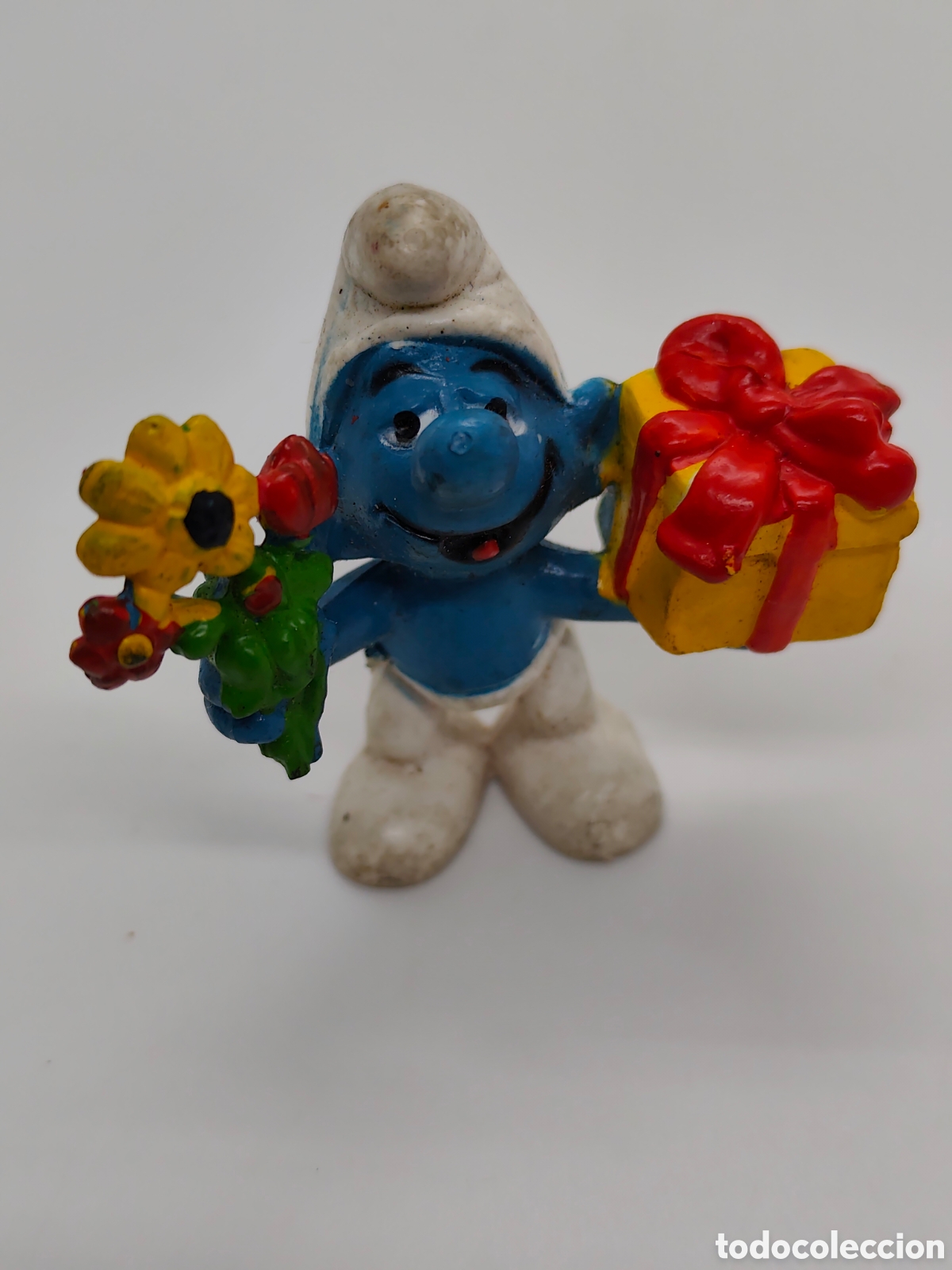Figuras de Goma y PVC: Figura de - pitufo muy Antigua