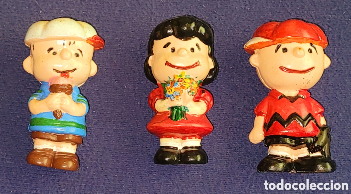 Figuras de Goma y PVC: MUY DIFICIL: Lote 3 figuras pvc plastico Peanuts Snoopy Carlitos Lucy + Linus van Pelt a&ntilde;os 60