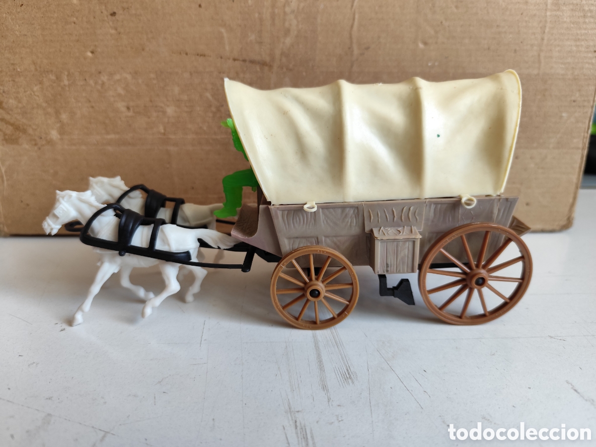 Figuras de goma y PVC: Comansi Oeste. Carreta con Caballos - Foto 2