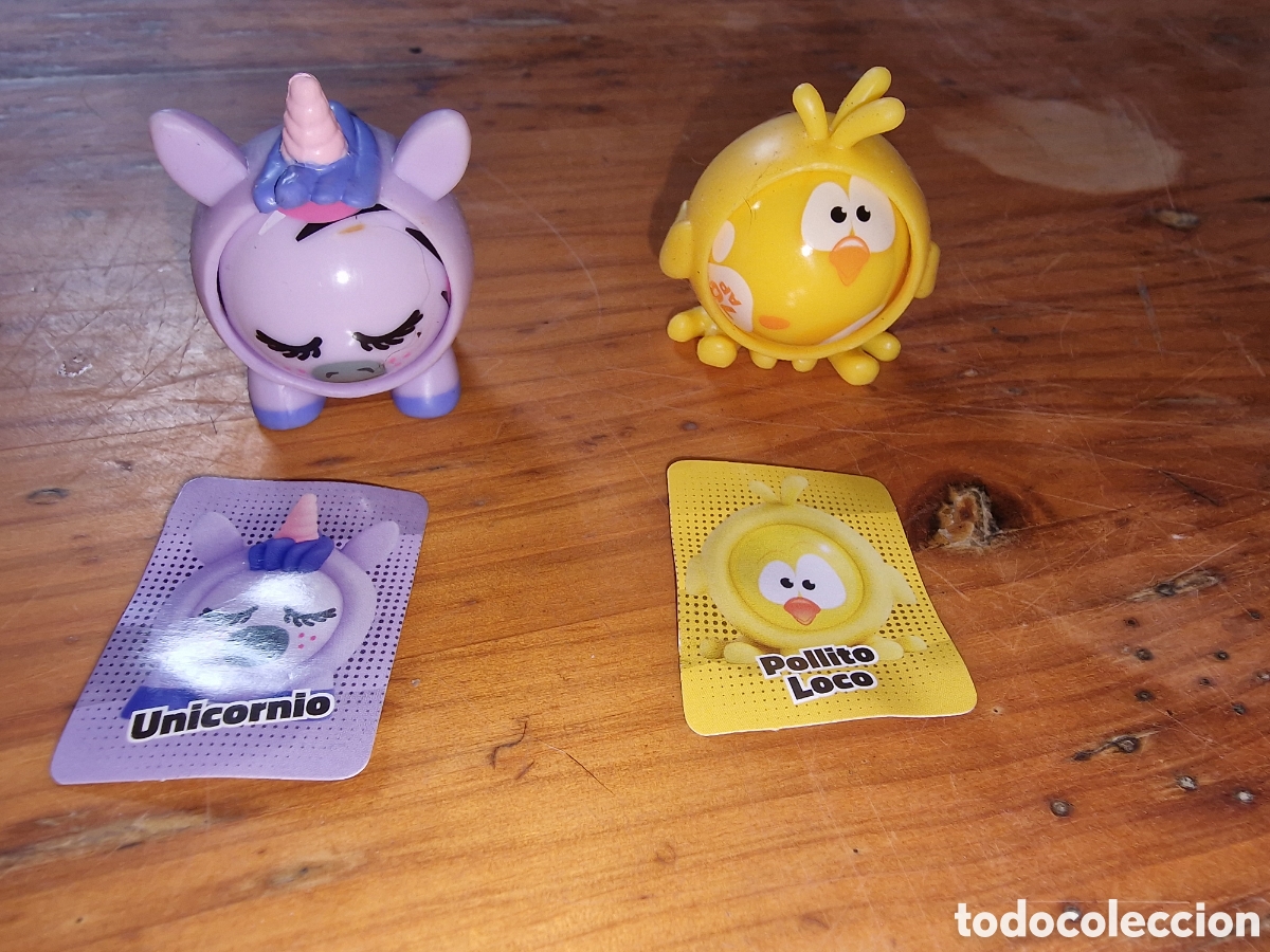 Figuras de Goma y PVC: Lote 2 freak marbles ,unicornio y pollito loco,colecci&oacute;n d&iacute;a canicas