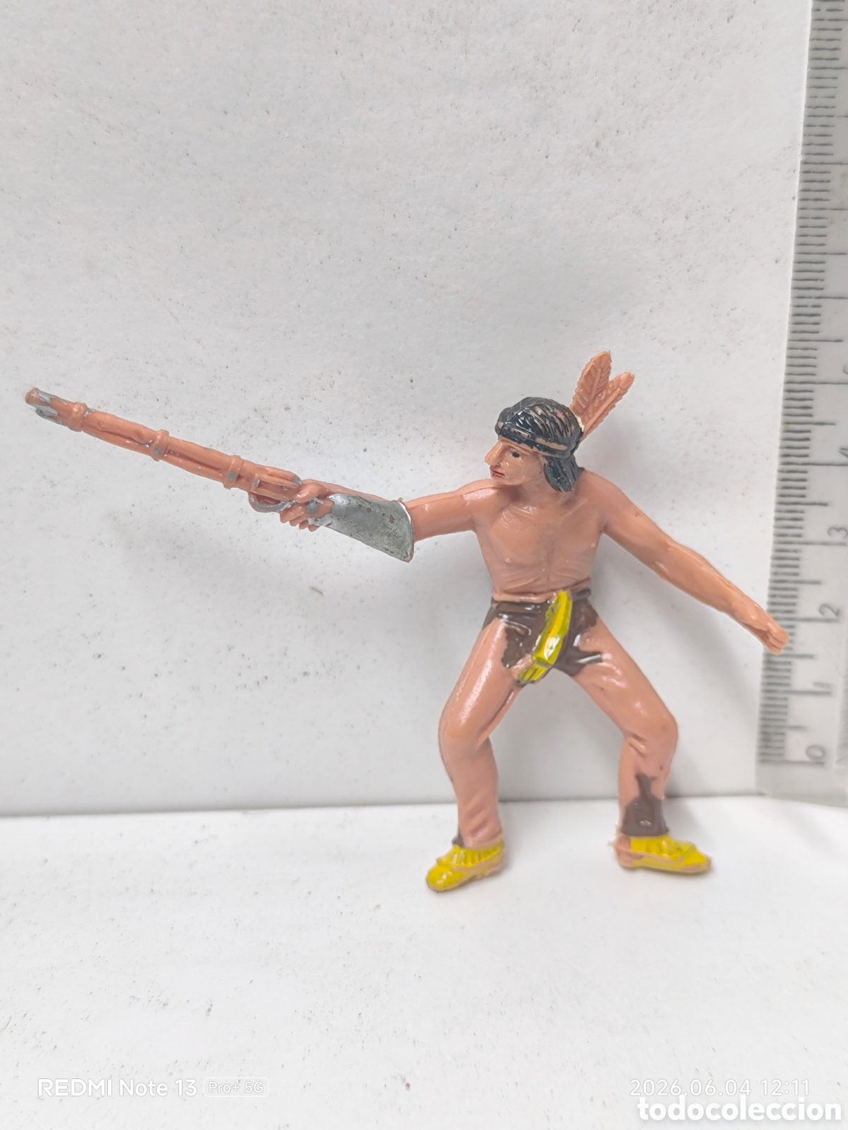 Figuras de Goma y PVC: Indio guerrero figura goma a&ntilde;os 60 pech jecsan reamsa