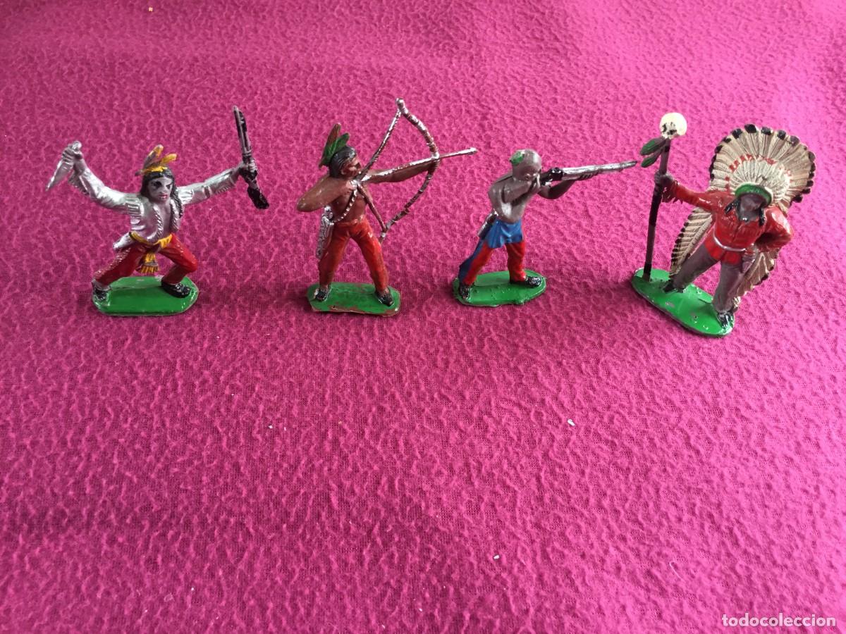 Figuras de Goma y PVC: 4 FIGURAS DE INDIOS DE ESTILO JECSAN - PECH - REAMSA