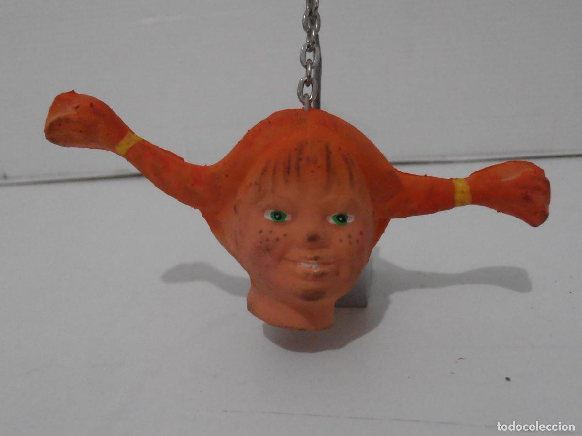 Gummi- und PVC-Figuren: LLAVERO CABEZA PIPPI CALZASLARGAS LATEX, MADE IN SPAIN, A&Ntilde;OS 70