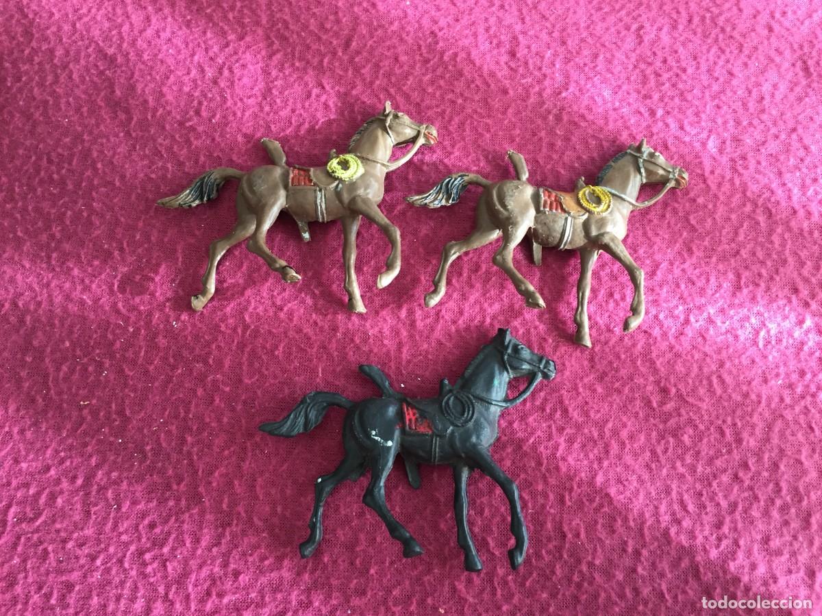 Figuras de Goma y PVC: 3 CABALLOS PARA VAQUEROS - COWBOYS DEL OESTE EN PLASTICO