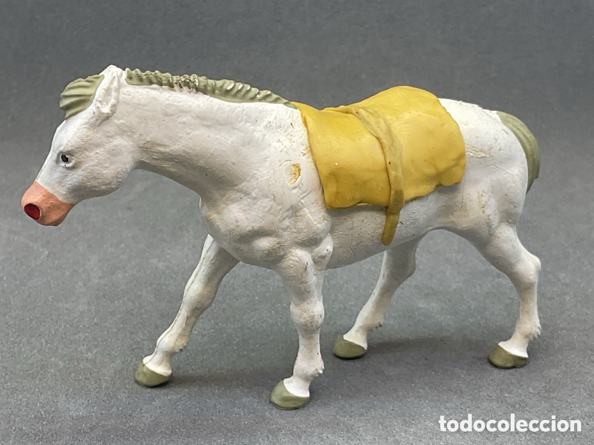 Figuras de Goma y PVC: ANTIGUA FIGURA EN PLASTICO DE CABALLO Y/O MULA CON MONTURA.