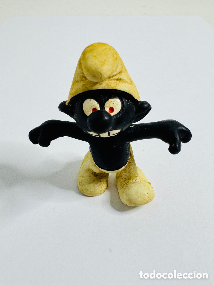 Figuras de Goma y PVC: Figura Pitufo Enojado Dientes Negros Vintage 20007 Schleich Peyo PVC