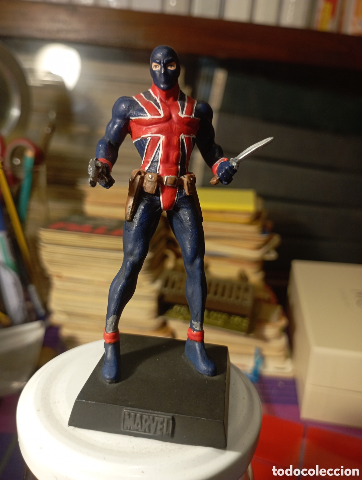 Figuras de Goma y PVC: Figura de plomo Marvel. Uni&oacute;n Jack. Sobre 10 cm