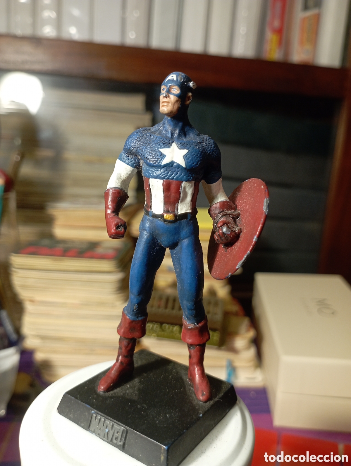 Figuras de Goma y PVC: Figura de plomo Marvel. Capit&aacute;n America. Sobre 10 cm