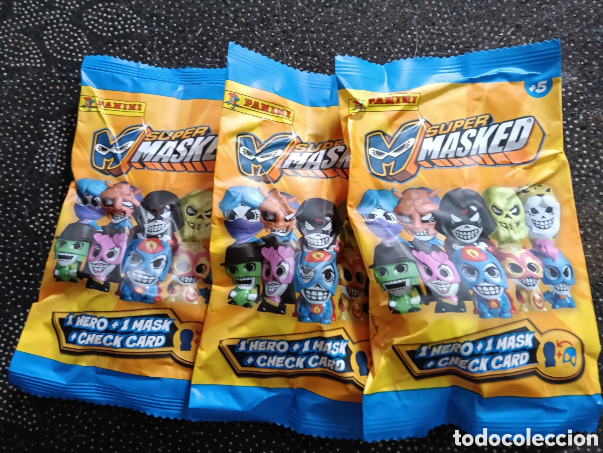 Figuras de Goma y PVC: Lote de 3 SuperMasked Sobre Sorpresa Panini