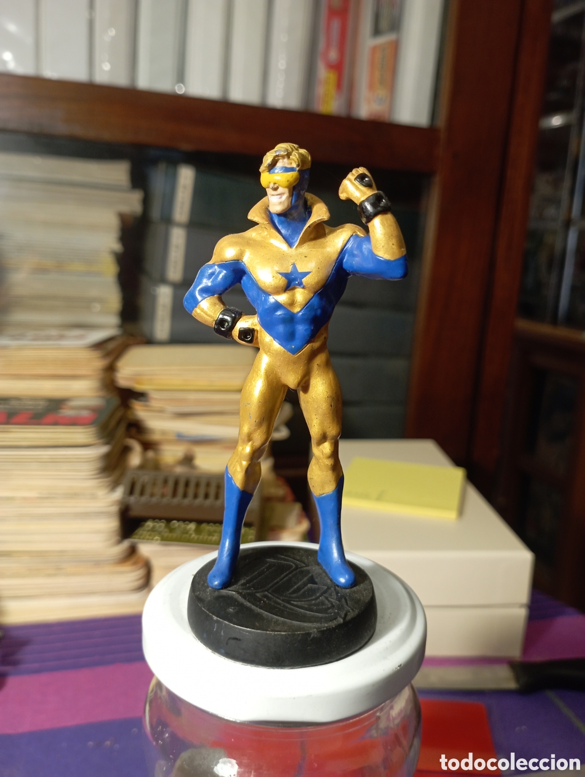 Rubber and PVC Figures: Figura de plomo DC. Booster Gold, Sobre 10 cm