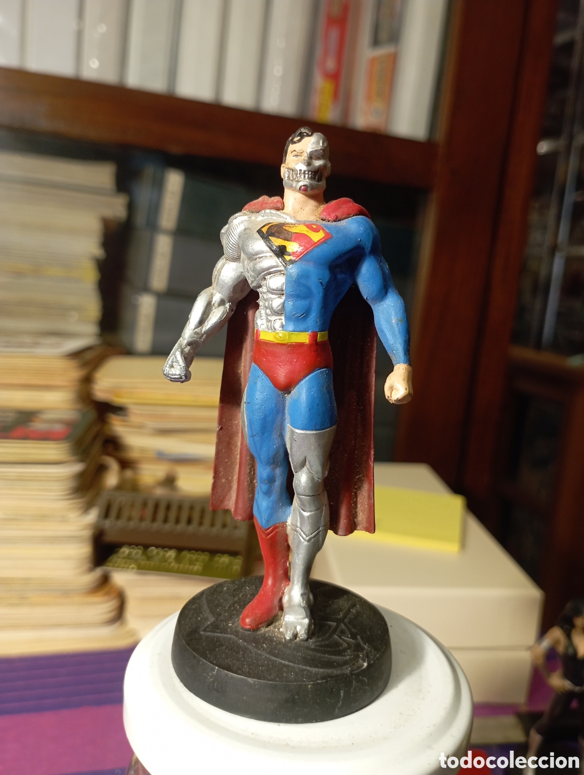 Rubber and PVC Figures: Figura de plomo DC. Cyborg Superman, Sobre 10 cm